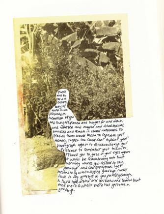 Untitled, found photograph and poetry on moleskin journal, 2012