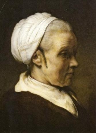 Rembrandt van Rijn, Study of an Elderly Woman in a White Cap c. 1940
