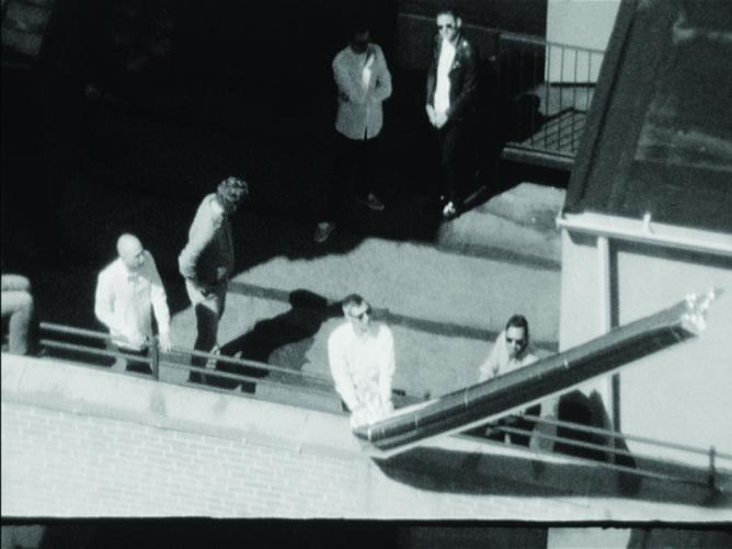 T. J. Wilcox, still from In the Air, 2013. Six-channel panoramic video installation, black-and-white and color, silent. Collection of the artist; courtesy Metro Pictures. Image courtesy the artist.