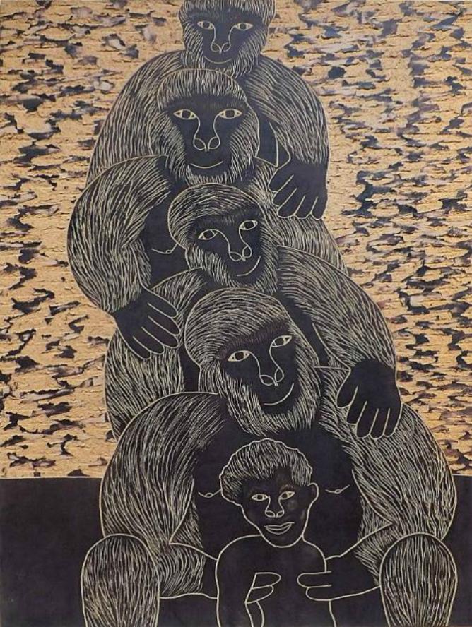 Chelenge Van Rampelberg, Evolution, Gorillas on my Mind Exhibition | Courtesy One Off Contemporary Art Gallery