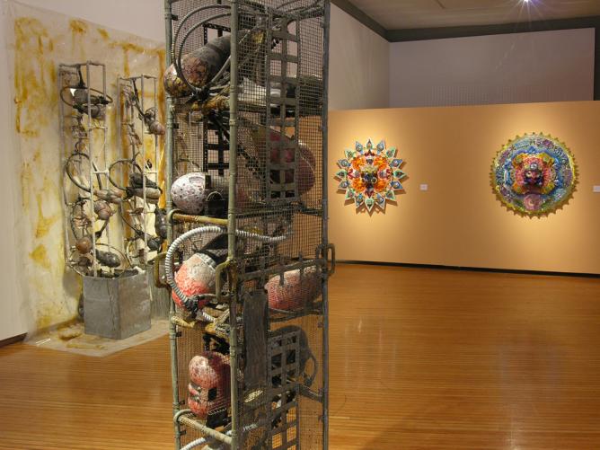 Foreground and left: Walter Zimmerman, Right: Einar & Jamex de la Torré, from the exhibit 'SLAG, The Anti Art Glass', Prichard Art Gallery | Courtesy of Prichard Art Gallery