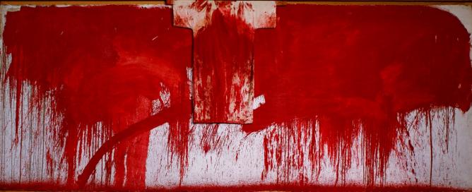 Schüttbild, 1986, Oil on Canvas, 205 x 605 cm