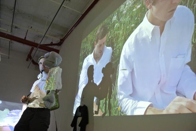 Derek Larson, OTHER AUTHOR, performance documentation, June 27 2014 at NURTUREart Gallery. Part of Videorover: Season 8 | Courtesy of the artist and NURTUREart Non-Profit, Inc.