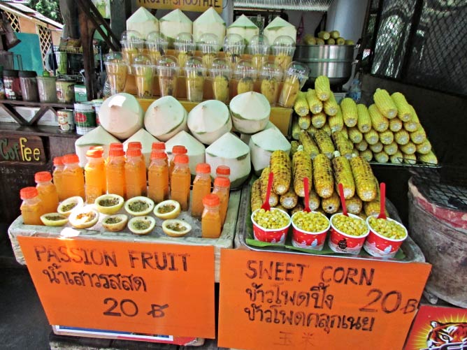 One of many street vendors. Signs are sure indicators of prices.