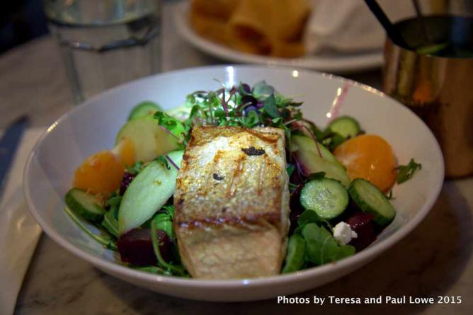 Citrus, Beet & Salmon salad at Clementine Gourmet Marketplace and Cafe