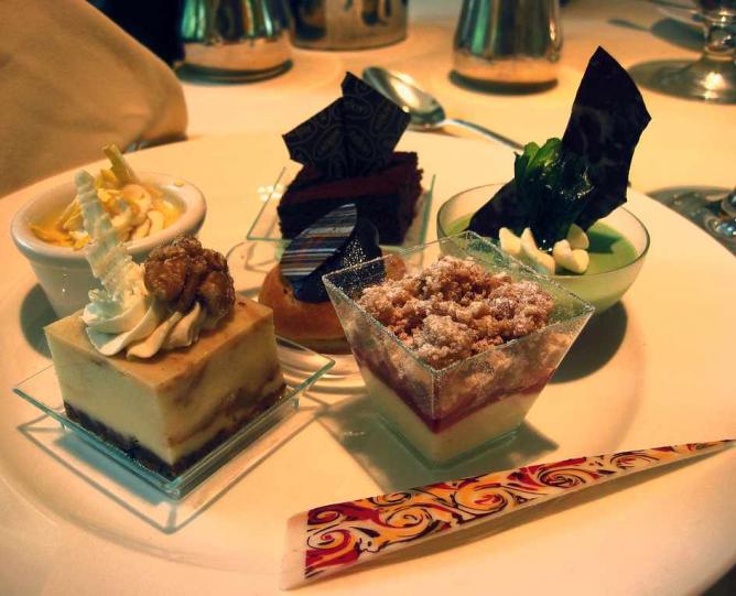 An elegant plate of top tier desserts at Lacroix at the Rittenhouse during Sunday brunch.