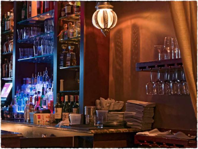 The bar at Indeblue in Midtown Village, Philadelphia.