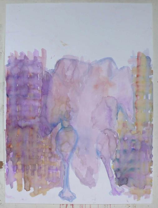 Varda Getzow, Ein Huhn ohne Kopf, 2015, Watercolor on paper, 102 x 73 cm | © Varda Getzow