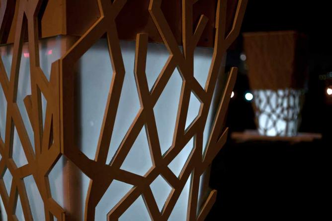I Walk This Earth, Therefore I Dream, Sophia Sobers, 2014, wood, plexiglass, plants, and solar powered LED lights |Image courtesy of Sophia Sobers