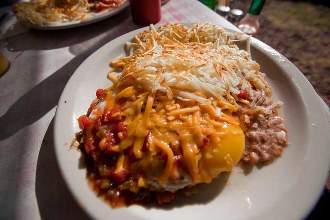 The creative, but simple plate served with hash just like the ones at Baja Cafe.