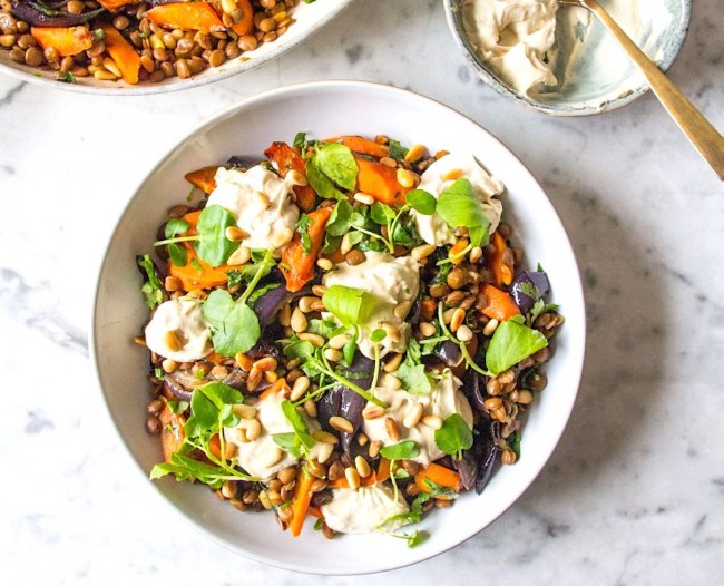 Warm cumin, roasted carrot, red onion and lentil salad | © Deliciously Ella -carrot-red-onion-and-lentil-salad