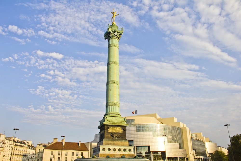 Place de la Bastille and the and Opera Bastille, Paris