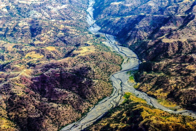 Aerial view of a river in Ethiopia