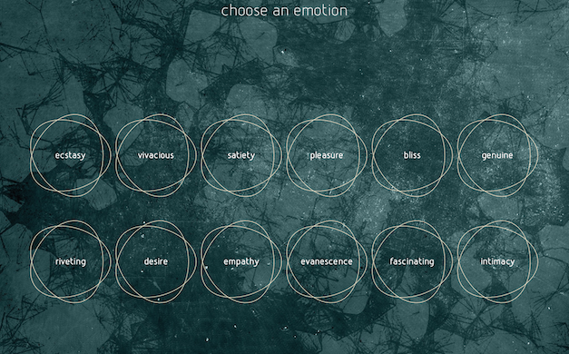 'Choose your emotion', le déserteur app. The app studies the link between diverse emotions and works of art. / Courtesy of Sylvain Souklaye