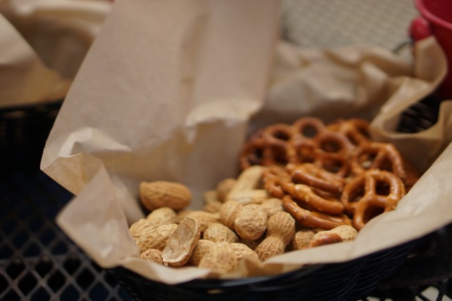 At the Lagunitas tap room in Petaluma provides free peanuts and pretzels in place of bread, to supplement beer and a meal. | © Kristen Stipanov