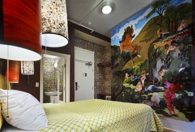 Faux Naturelle Room by artist Allyson Mitchell at The Gladstone Hotel | Courtesy of The Gladstone Hotel, Photographer Tom Arban