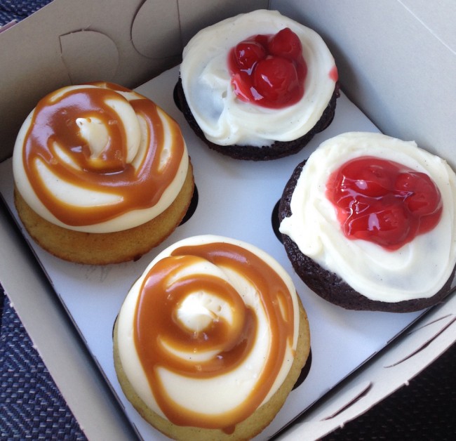 Salted caramel and Pretty Please with a Cherry on Top cupcakes at Mix | Courtesy of Marcelina Morfin