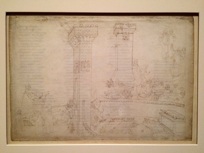 Botticelli, Inferno VIII - Text from the reverse of the page is visible under the drawings | Courtesy of A.Winners