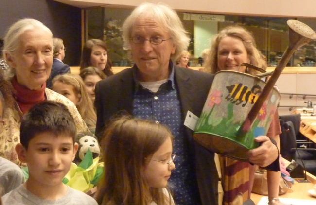 Marc de Bel with Jane Goodall, who honored the writer by making him the first knight of the Order of the Oak Tree |Courtesy of Marc de Bel