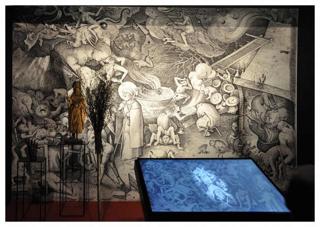 Breughel the Elder's print 'Saint James with the wizard', in which wicked flying witches can be seen controlling the weather | © Sarah Bauwens