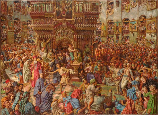Holman Hunt, The Miracle of the Sacred Fire, 92.1 x 125.7 cm, Fogg Art Museum, 1892-99 | © Johnbod/WikiCommons
