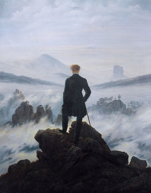 Friedrich, Wanderer above the Sea of Fog, 98.4 x 74.8 cm, Kunsthalle Hamburg, c. 1817 | © Cybershot800i/WikiCommons