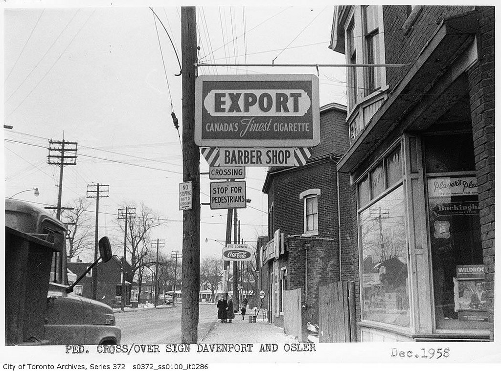 Pedestrian crossing sign at Davenport Road and Osler Street | © Toronto History/Flickr