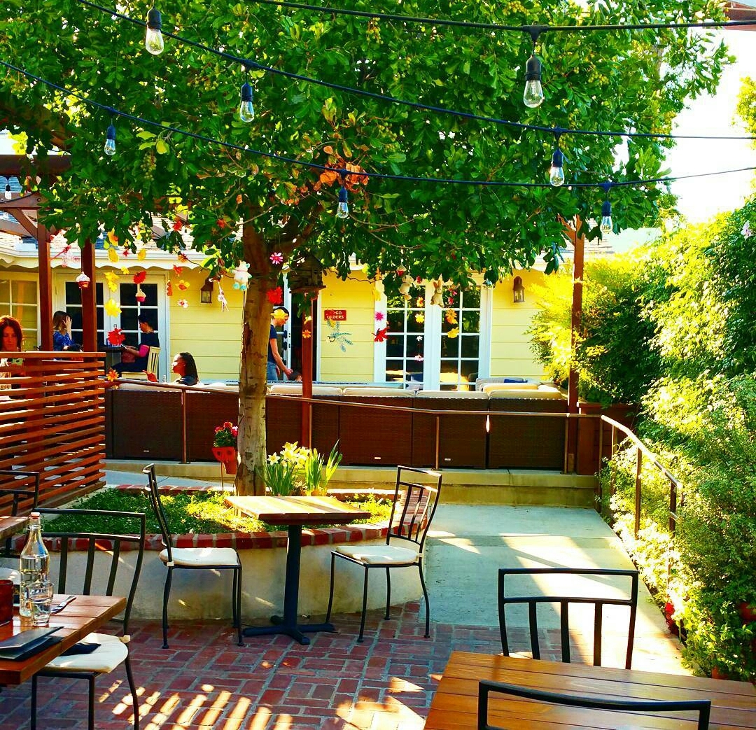 SunCafe's outdoor patio with reclaimed brick (credit: Nathan Mal)