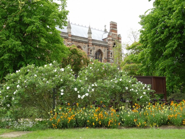 A view of Keble College from the University Parks