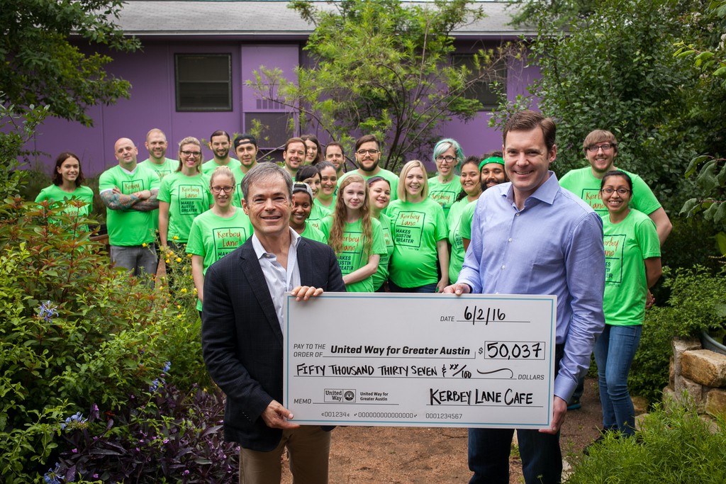 Kerbey Lane Cafe Presents Check to United Way for Greater Austin | Courtesy of United Way for Greater Austin