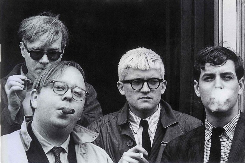 Andy Warhol, Henry Geldzahler, David Hockney and Jeff Goodman, by Dennis Hopper, 1963 courtesy of The Royal Academy