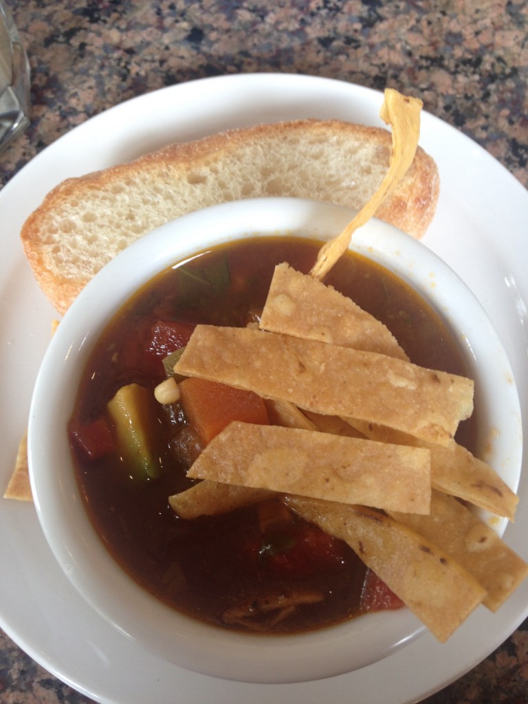 Homemade tortilla soup with fresh avocado © Danielle Chemtob