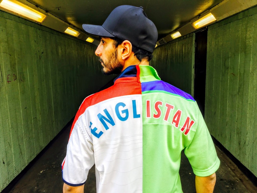 Riz Ahmed in his Englistan top. (https://rizmc.bandcamp.com)