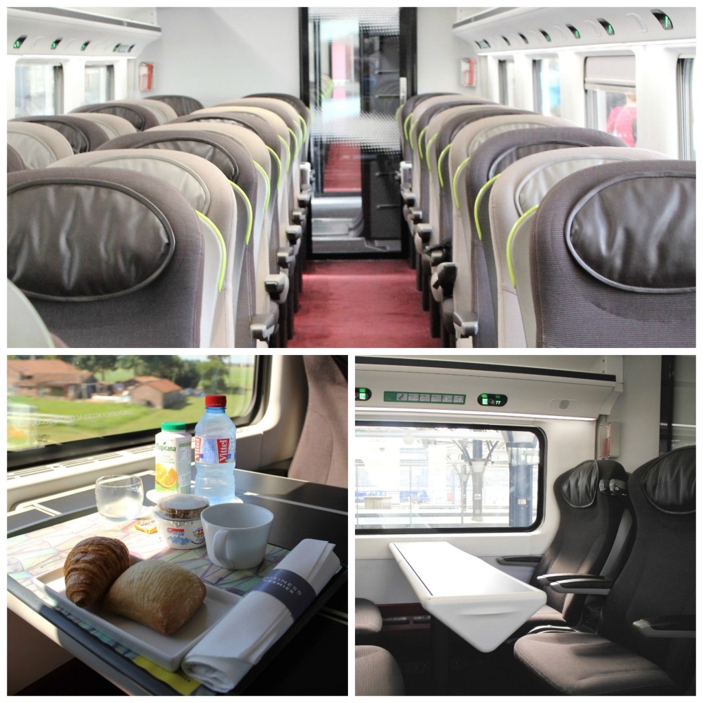 (Above) Eurostar rolls out the red carpet, (Below left) Have a snack while enjoying the on board entertainment, (Below right) Spacious seating equipped with all travel necessities | Courtesy of Anne Boyle