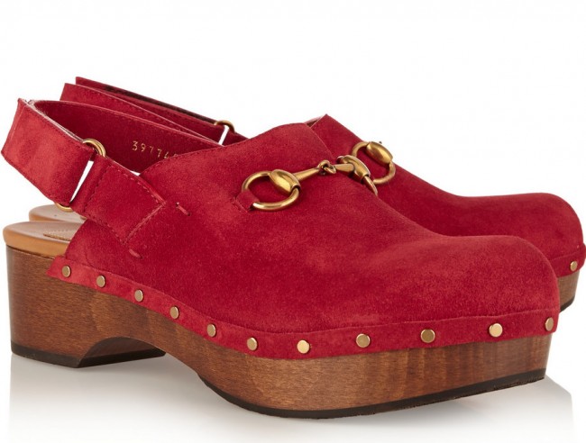 Gucci, horsebit-detailed suede clogs, £490