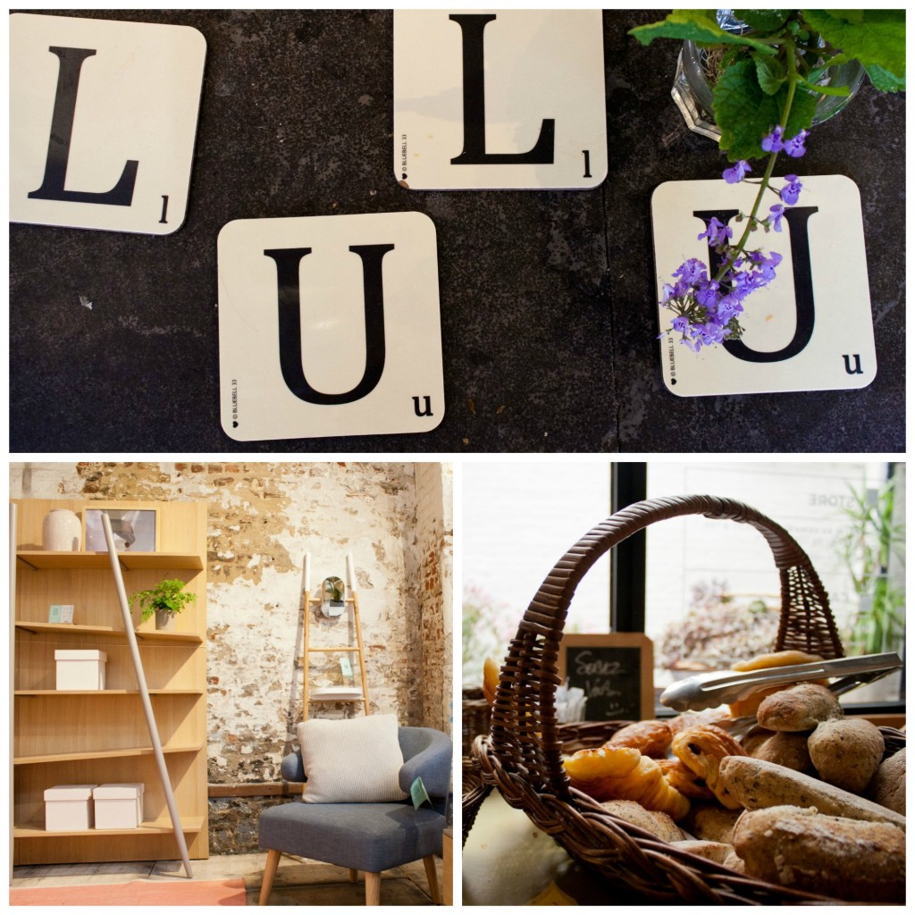 (Top) Lulu Café & Home Interior, (bottom left) the home interior showroom, (bottom right) help yourself to a fresh croissant for breakfast | Courtesy of Maya Bond
