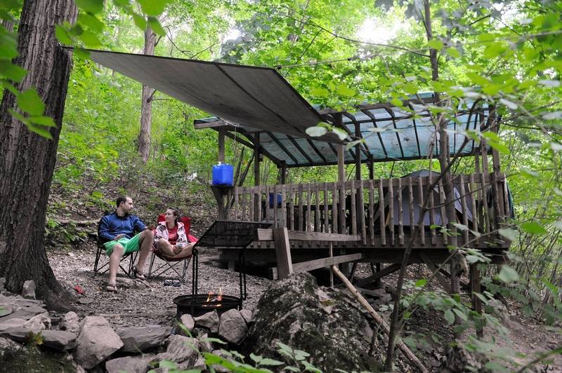 Campers Relax at Camp Platform - Malouf Mountain Sunset Campground | © Erin Lindsey