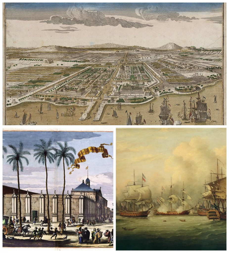 Drawing of Batavia | © Universiteitsbibliotheek Vrije Universiteit / WikiCommons / A street in colonial Batavia| © National Library of the Netherlands / WikiCommons /Thomas Luny: The Battle of the Dogger Bank | © National Maritime Museum, London / WikiCommons