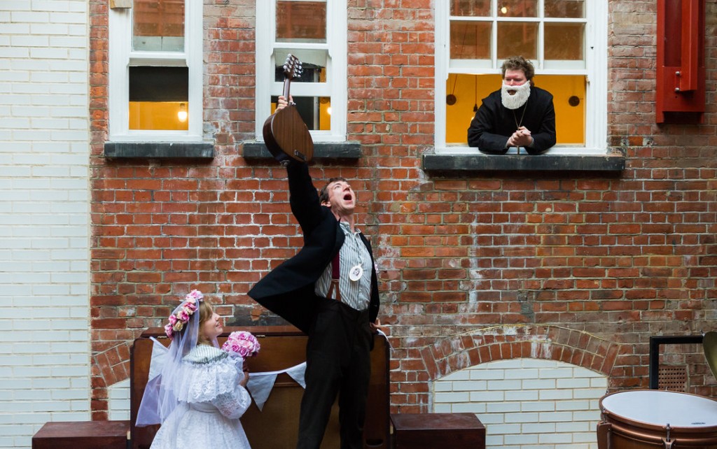 lare Beresford, Dominic Conway and Alexander Scott in 'Extravaganza Macabre' by Little Bulb Theatre|©Alex Brenner/Battersea Arts Centre