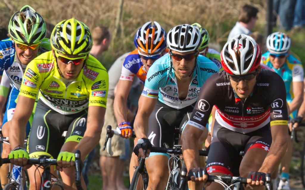Five-time E3 Harelbeke champion Tom Boonen amidst Pozzato and Cancellera | © Flip Bossuyt/Wikimedia Commons