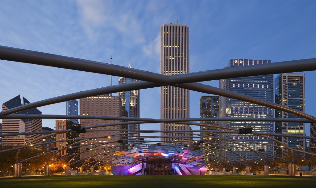 Jay Pritzker Pavilion in Millennium Park, courtesy of Wikipedia