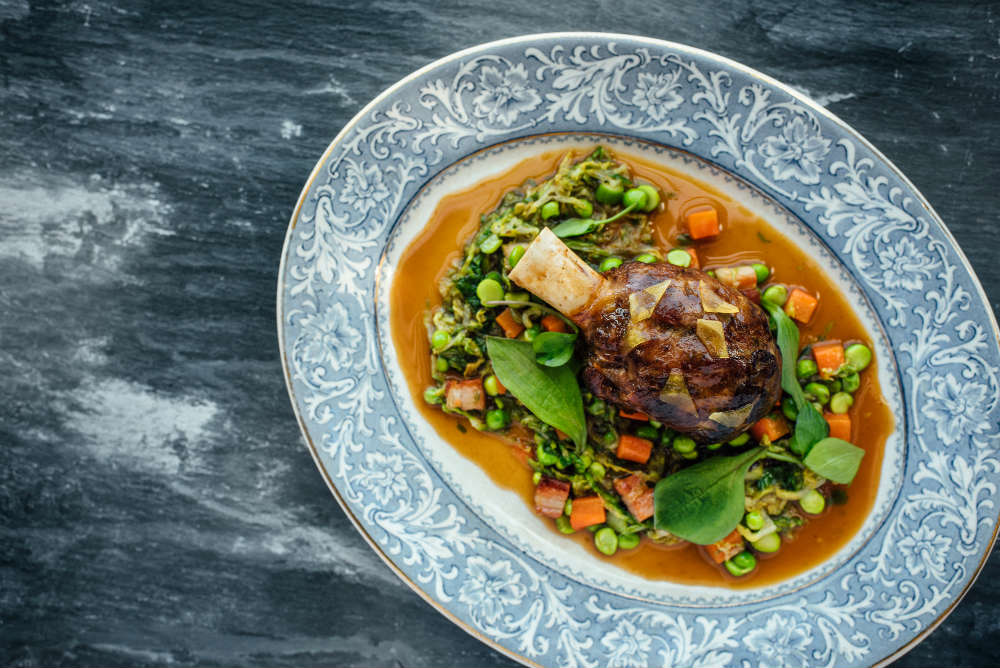 Lamb Shank Peas Wild Garlic At The Kitchin | Courtesy Of The Kitchin