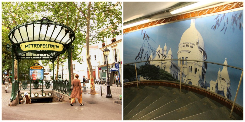 Abbesses metro station │© Andrea ; Abbesses metro station stairwell│© Connie Ma