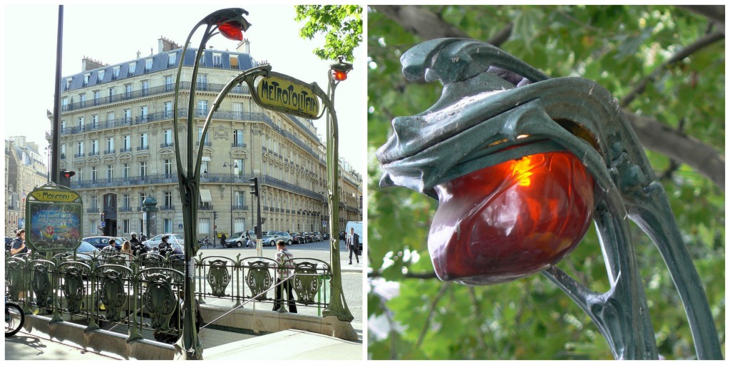 Monceau metro entrance │© MOSSOT ; Art nouveau metro station light │© youflavio