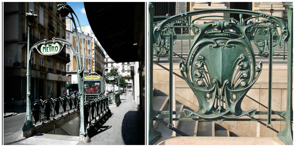 Reaumur-Sébastopol metro entrance │© Randolph Croft ; Metro entrance detail │© Jean-Pierre Dalbéra