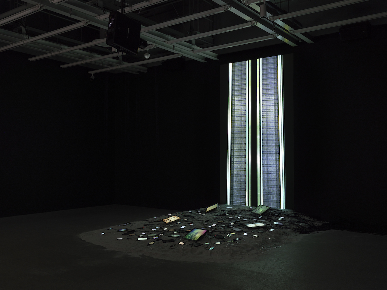 Black Friday, 2016, and The Litany, 2016 by Sophia Al-Maria. Installation view Sophia Al-Maria: Black Friday (July 26-October 31, 2016). Collection of the artist; courtesy Anna Lena Films, Paris and The Third Line, Dubai. Whitney Museum of American Art; New York. Photo: Ron Amstutz