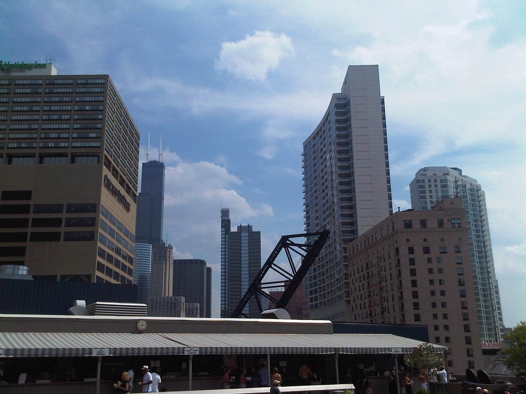 Chicago skyscrapers as seen from East Bank Club, courtesy of Flickr:
