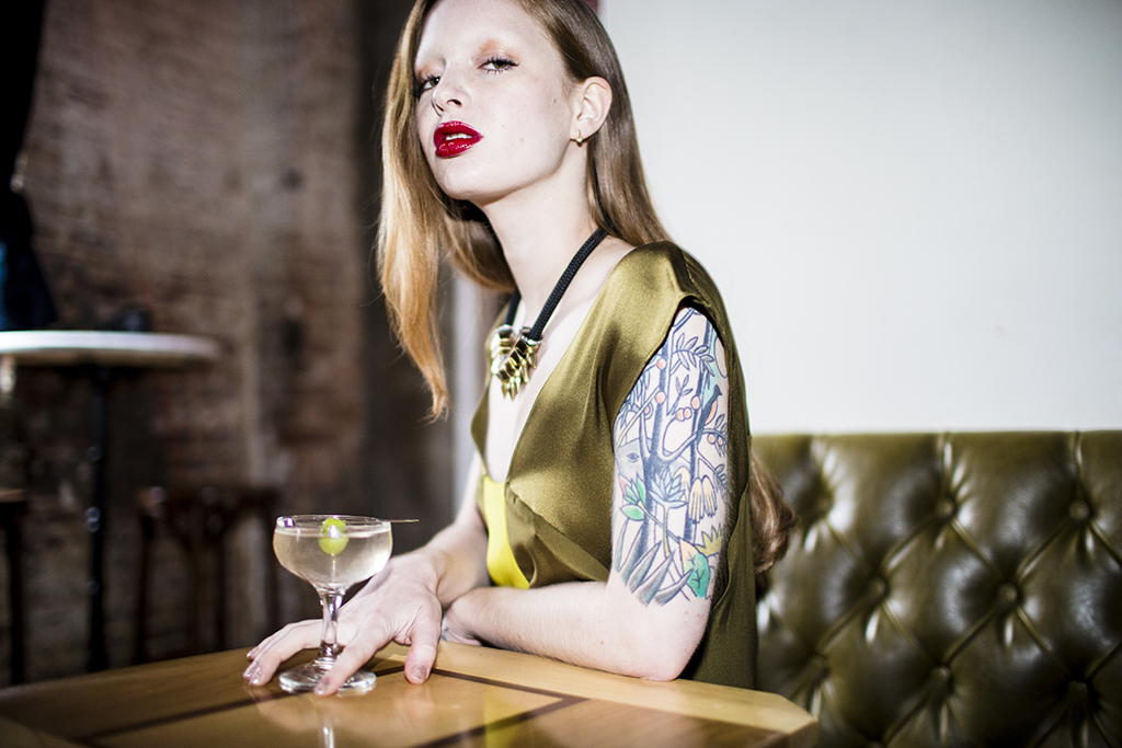 Pixie Dress Ash and Light, $355. Chine Machine Paris Choker, price upon request.