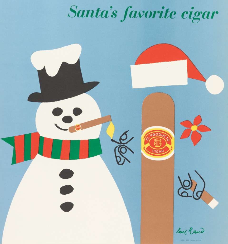 Paul Rand illustration for El Producto Cigars, 'Santa's Favorite Cigar', offset lithograph on paper, 1953-7, Cooper Hewitt, Smithsonian Design Museum/Art Resource, New York | Photo by Matt Flynn