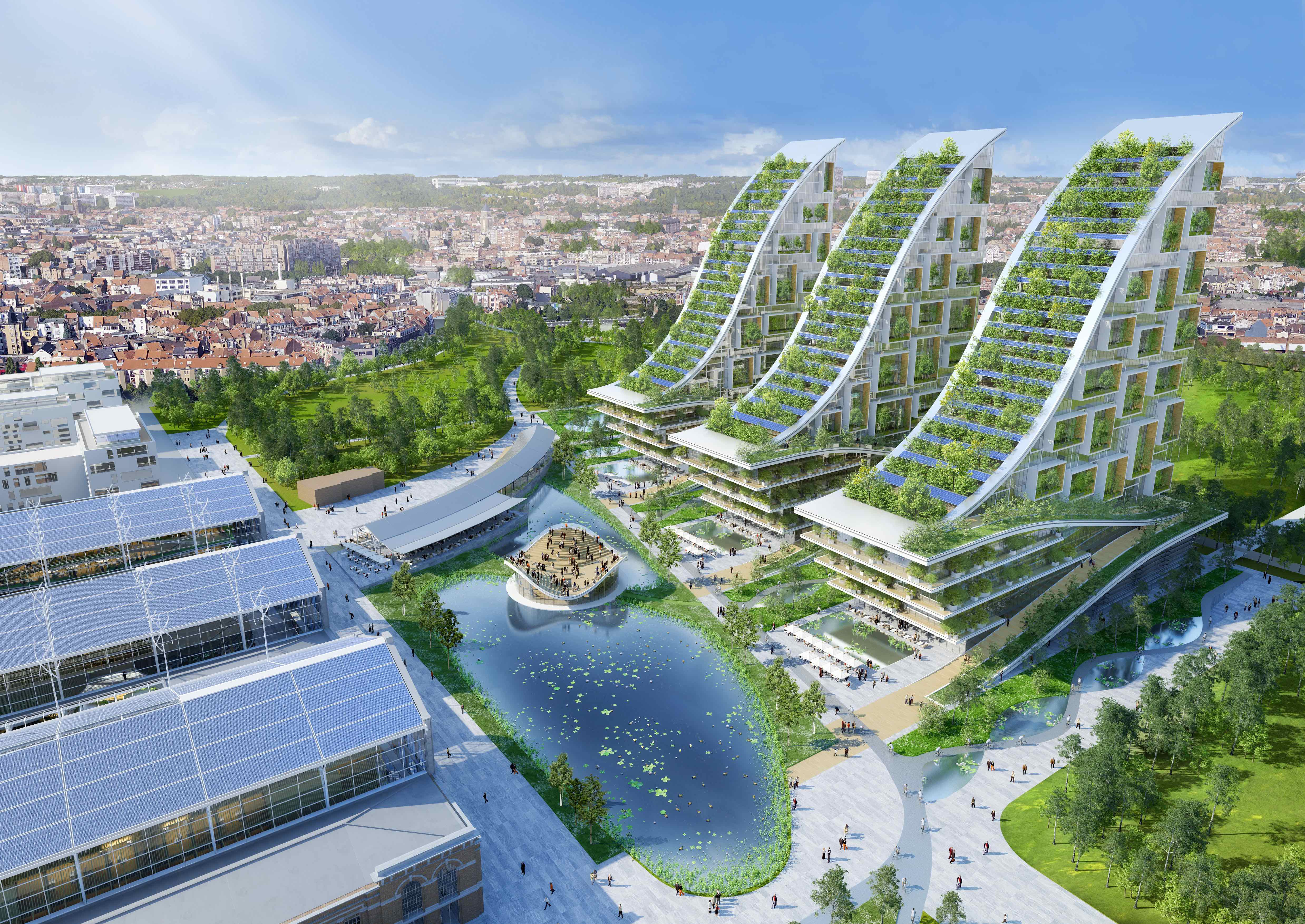 Aerial view of the energy-plus master plan © Vincent Callebaut Architectures